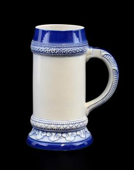 Bierkrug weiß / blau