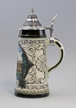 Bierkrug Schwerin Zinndeckel 1 Liter