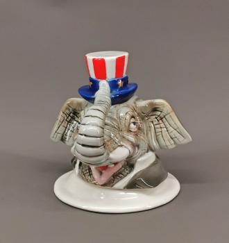 Briefbeschwerer Elefant mit Zylinder Mr. Amerika ungemarkt