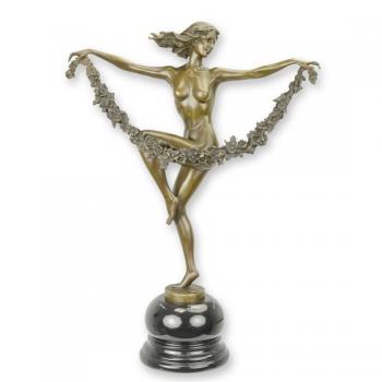 Bronze Skulptur tanzende Frau Blumen