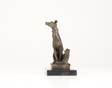 Bronze Skulptur sitzender Windhund