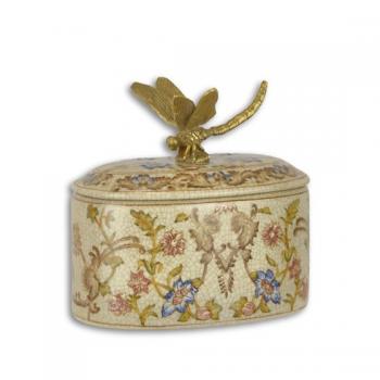 Deckeldose Libelle Porzellan Bronze