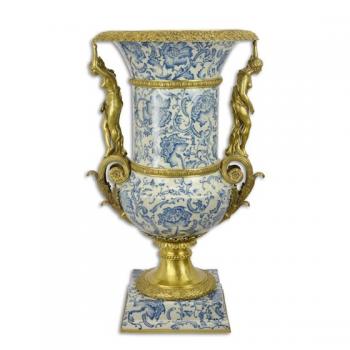 Bronze Porzellan mit Bronzefassung Amphoren-Vase