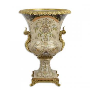 Bronze Porzellan mit Bronzefassung Amphorenvase