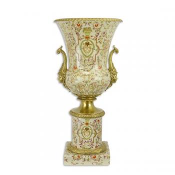 Bronze Porzellan Amphorenvase auf Postament