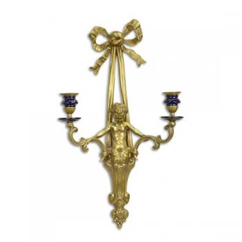2-flammige Wandapplik Porzellan Bronze