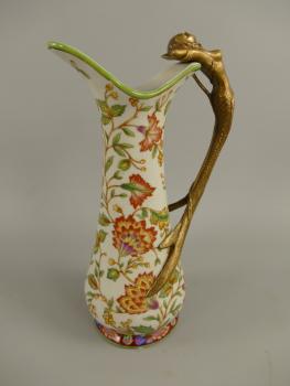 Vase Porzellan / Bronze orangegrün
