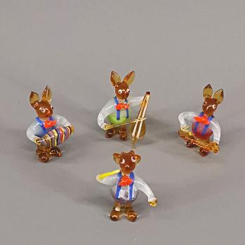 Lauscha Glasfigur Hasen-Orchester Hca.4cm