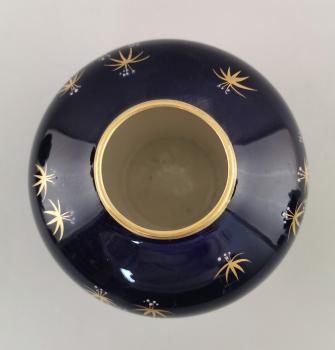 Porzellan Vase Echt- kobalt handbemalt gold 60er Jahre Vintage