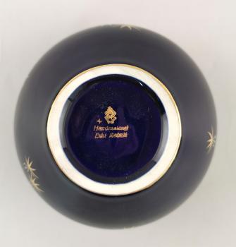 Porzellan Vase Echt- kobalt handbemalt gold 60er Jahre Vintage