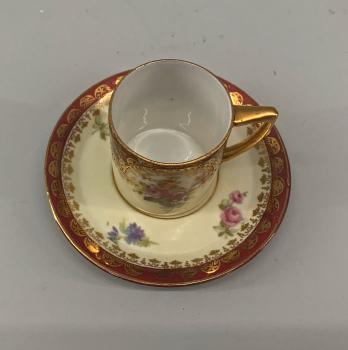 Porzellan Vitrinen-Tasse Mokkatasse Thüringen Jugendstil Rose