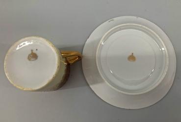 Porzellan Vitrinen-Tasse Mokkatasse Thüringen Jugendstil Rose