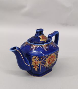Porzellan Kännchen Dose Royal kobalt gold Rokoko-Motiv