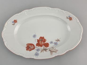 Porzellan ovale Kuchen-Platte Schale Bareuther Blumendekor