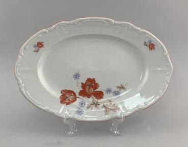 Porzellan ovale Kuchen-Platte Schale Bareuther Blumendekor