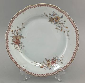 Porzellan Kuchen-Platte Teller 19.Jh. Blumendekor