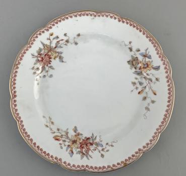 Porzellan Kuchen-Platte Teller 19.Jh. Blumendekor