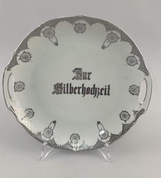 Porzellan Teller Silberhochzeit um 1900 Jugendstil