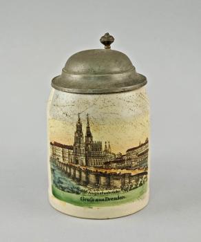 Kleiner Andenken-Bierkrug Augustusbrücke Dresden
