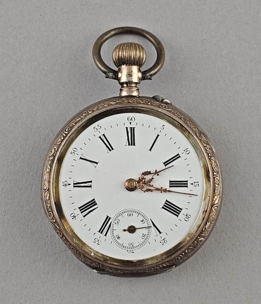 Silberne Herren-Taschenuhr um 1890 (Glas defekt)
