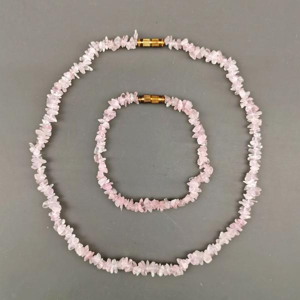 Collier und Armband Rosenquarz
