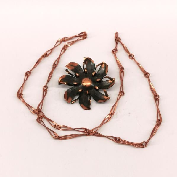 Kupfer Anhänger / Brosche Kette