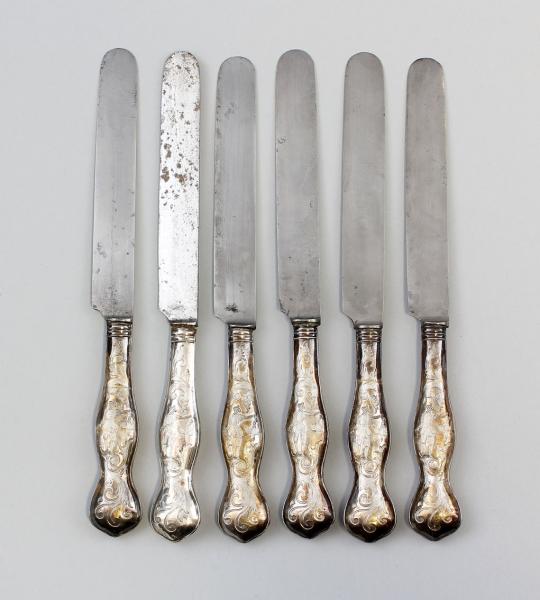 Jagdliches Obst-Messer-Set versilbert