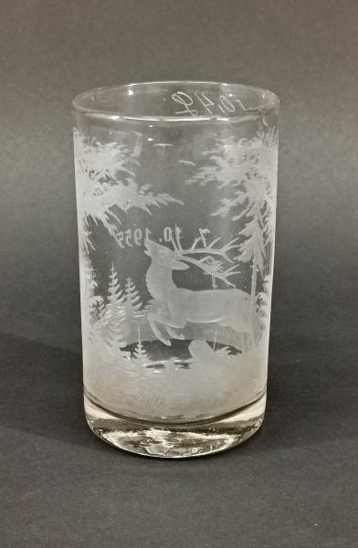 jagdliches Becher-Glas Hirsch