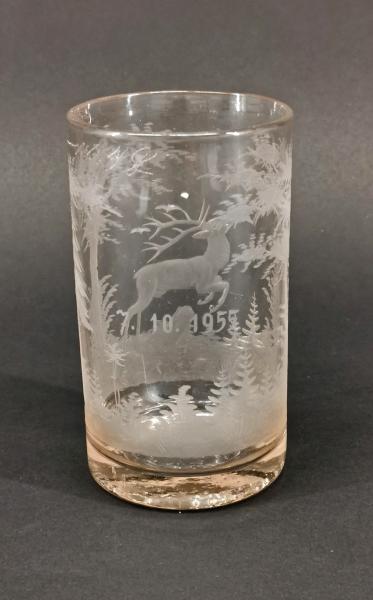jagdliches Becher-Glas Hirsch