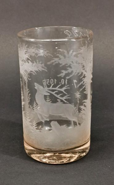 jagdliches Becher-Glas Hirsch