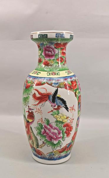 große Vase Blumenmuster mit Vögeln