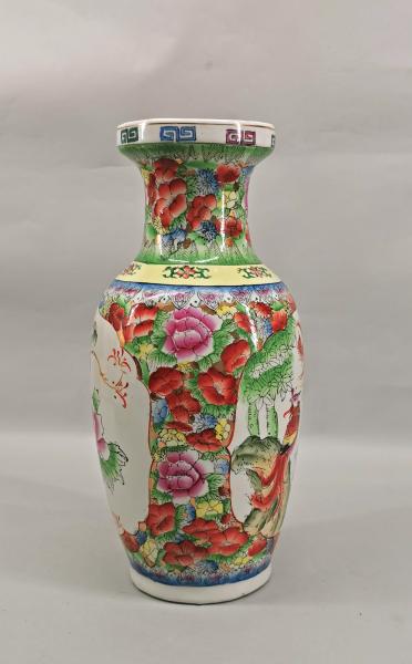 große Vase Blumenmuster mit Vögeln