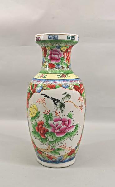 große Vase Blumenmuster mit Vögeln