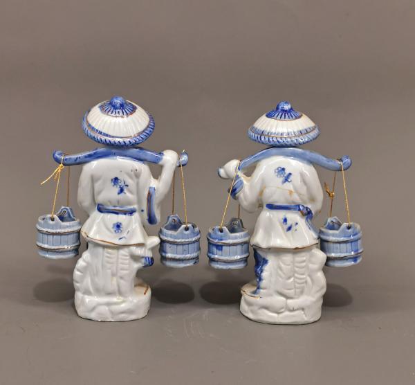 Nippesfigurenpaar asiatische Wasserträger / Fischer