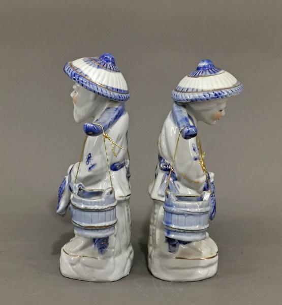 Nippesfigurenpaar asiatische Wasserträger / Fischer