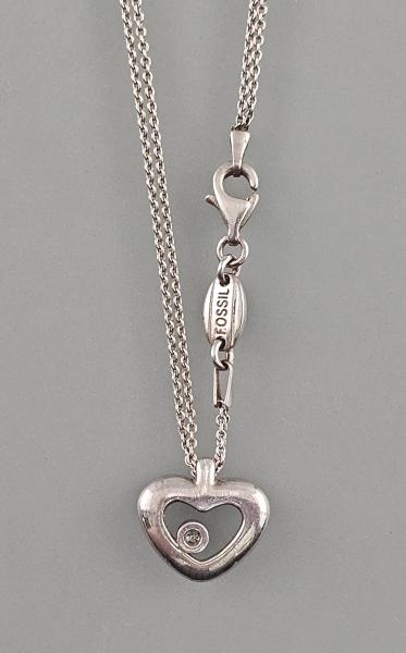 Silberne Kette mit Herzanhänger L 38 cm