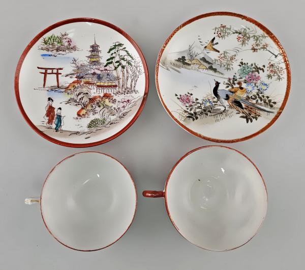 2 Mokkatassen asiatisches Motiv
