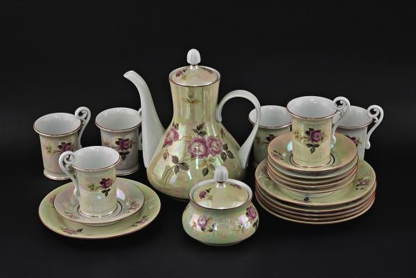 lüstriertes Kaffeeservice Rosen Weimarporzellan
