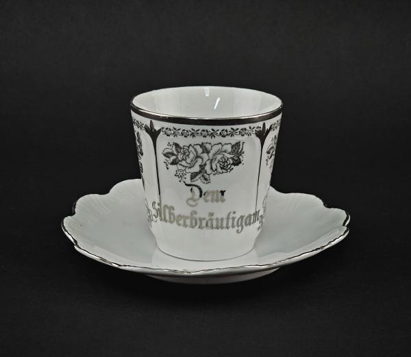 Silberhochzeitstasse "Dem Silberbräutigam"