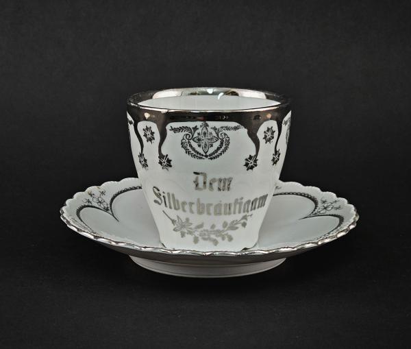 Silberhochzeitstasse "Dem Silberbräutigam"