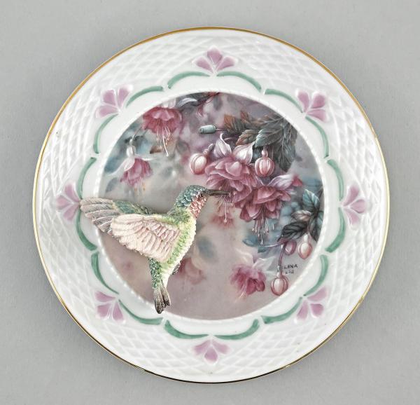 Sammelteller Wand-Teller Fuchsia Fantasy Kolibri 1988
