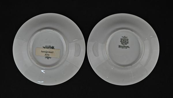 Paar Scherenschnitttellerchen Hausmaler Weimar