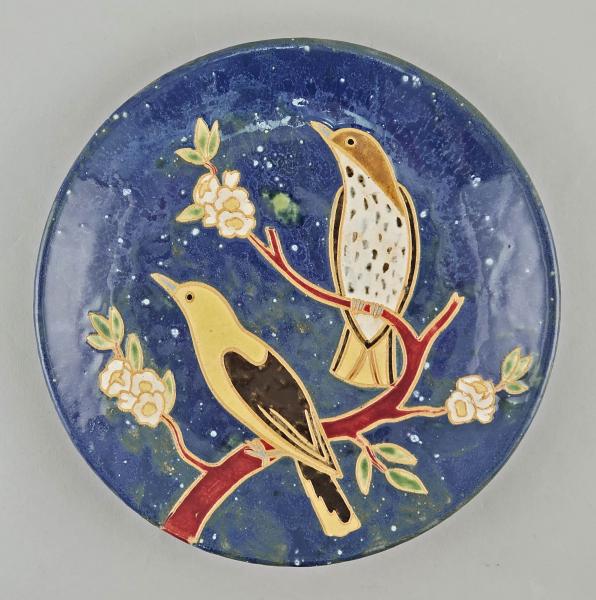 Kunsthandwerk Teller Vögel Pirol