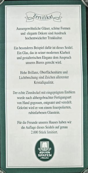 Sammler-Bierkrug Spatenbräu Exportbräu