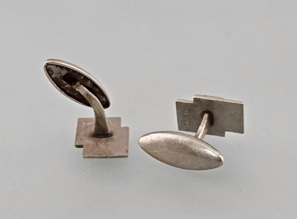 Paar Manschettenknöpfe Alpacca-Silber Art déco Vintage 1,5x1,2cm