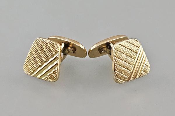 Paar Manschettenknöpfe geometrisches Dekor Vintage Trapez 1,5x1,5cm