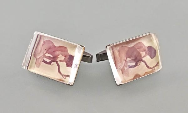 Paar Manschettenknöpfe silberfarben erotischFrauenakt 2,5x1,8cm