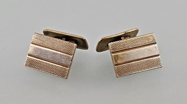 Paar Manschettenknöpfe vergoldet Vintage geometrisch 1,7x1,2cm