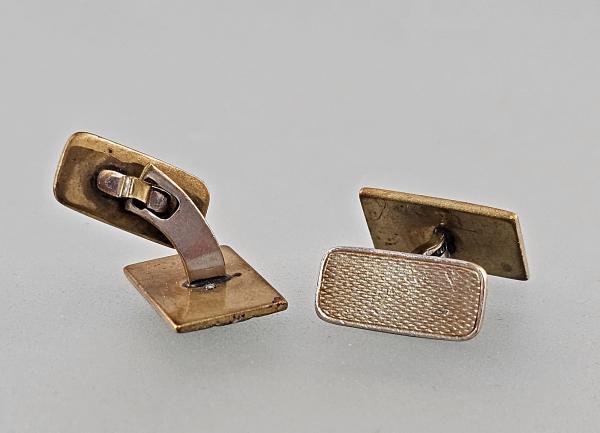 Paar Manschettenknöpfe vergoldet Vintage geometrisch 1,7x1,2cm