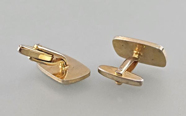 Paar Manschettenknöpfe geometrisches Dekor Vintage 2x1,5cm